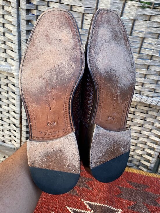 Vintage Mezlan San Juan Woven Leather Mens Shoes Made in Spain Brown Loafers 8.5 main image 10